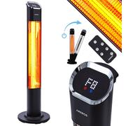 AREBOS Chauffage radiant sur pied 2000W avec télécommande, 2 niveaux & 24h Timer
