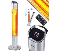 AREBOS Chauffage radiant sur pied 2000W avec télécommande, 2 niveaux de chauffage & minuterie