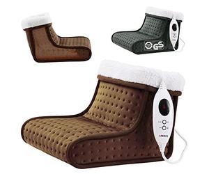 Arebos Chauffe-Pieds avec 6 Niveaux de température | Chauffe-Pieds électrique | Arrêt Automatique & Protection Contre la surchauffe | Télécommande LED IN oublure intérieure Lavable | Marron