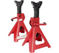 Arebos Chandelles à Crémaillère | 2 pièces | Crics de Levage | 6000 kg | 4 Pieds Robustes pour Une Stabilité Optimale | Rouge