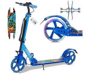 AREBOS Cityroller Trottinette avec LED réglable en Hauteur Pliable Frein à Main & Frein à Pied Peut Supporter jusqu'à 100kg