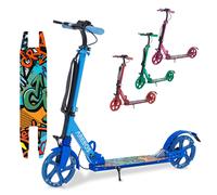 AREBOS Cityroller Trottinette LED | réglable en Hauteur | Frein à Main & Frein à Pied | pour Enfants et Adultes | jusqu'à 100kg