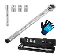 AREBOS Clé dynamométrique à cliquet - 40-210NM - Précision ±4% - 6pcs avec douilles et boîte de transport