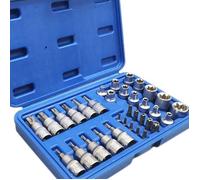 Arebos Clés à Douille Torx 34 Pcs avec écrous Acier et Chrome Vanadium intérieur extérieur Profil E et Profil T e [293]