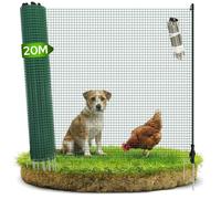 Arebos Clôture mobile 20 m | Filet de clôture 90 cm de hauteur avec 15 poteaux | Clôture de jardin flexible pour chiens, poules & petits animaux | Résistante aux intempéries