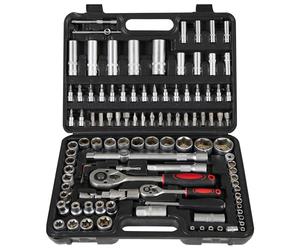 Arebos Coffret d'outils 108 pièces | Jeu de clés à douilles | Jeu de clés à douilles et d'embouts | Boîte à cliquets | Boîte à cliquets | Jeu d'outils | Boîte à outils