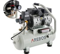 AREBOS Compresseur silencieux 500 W | 12 l, sans huile | avec raccord rapide Euro