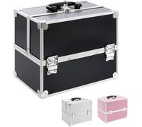 AREBOS Conteneur Cosmetics 15L |Mallette Maquillage |Rangement Valise|Compartiments coulissants sur Les Deux côtés | Noir