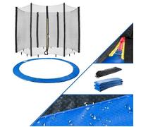 Arebos Coussin de protection pour trampoline + filet / 244, 305, 366, 396, 430, 460 et 490 cm / filet pour 6 ou 8 tiges (244 cm, filet pour 6 tiges)