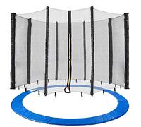 Arebos Coussin de Protection pour Trampoline avec Filet de sécurité | Ø 244, 305, 366, 396, 430, 460 & 490 cm | Filet pour 6 ou 8 tiges (366 cm : 8 tiges) | Protection des Ressorts