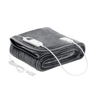 AREBOS Couverture chauffante 200x180 cm | Lavable en Machine | Arrêt Automatique, minuterie | 9 Niveaux de Chauffage | Gris