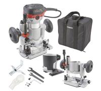 AREBOS Défonceuse 710 W | 6 vitesses, base plongeante & trimmer | Blocage de la broche