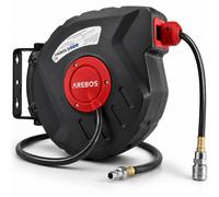 AREBOS Dévidoir Enrouleur de Tuyau à Air Comprimé Automatique 10 m Rouge/noir