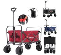 AREBOS Diable de transport rouge | pliable, 100 kg, frein & poignée télescopique