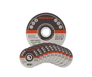 Arebos disques à tronçonner Ø 125 mm, 100 pièces | convient pour l'acier, l'acier inoxydable, l'inox, le fer, la tôle, le métal | aller et retour | EN 12413 | certifié par le Materialprüfungsamt (MPA)