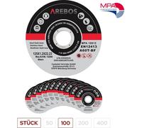 AREBOS Disques à tronçonner 125 mm 100 pièces pour acier inox métal EN12413