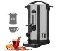 Arebos Distributeur de Boisson Chaudes 950W | Chaudière à eau 8,8L 40 Tasses | Marmite à Vin Chaud en Inox | Thé Café Soupe Dispositif de réchauffement |Thermostat | Réglage de la température 30-110°C