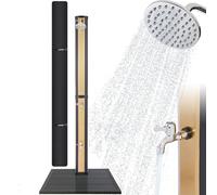 AREBOS Douche solaire 35 L & élément de sol Anthracite| avec thermomètre | température de l'eau jusqu'à 60°C Douche de piscine | pommeau de douche rond