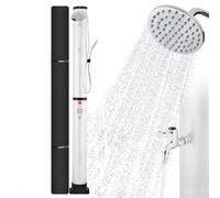 AREBOS Douche solaire 40 L | avec thermomètre intégré | douchette | pommeau de douche orientable | avec douche de pied & raccord de tuyau d'arrosage
