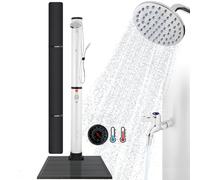 AREBOS Douche solaire 40 L Premium & élément de sol Anthracite |Thermomètre intégré | Température de l'eau jusqu'à 60°C Douche piscine | Technologie Snap-In