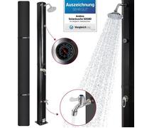 AREBOS Douche solaire 40L 220cm avec thermomètre intégré et capot de protection noir