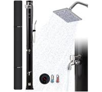 AREBOS Douche Solaire 40L avec Couvercle avec thermomètre intégré Noir pommeau de Douche pivotant douchette Mobile Douche de Pied