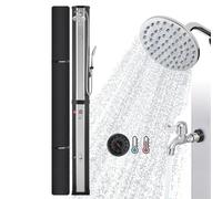 AREBOS Douche solaire 60 L | avec douchette & thermomètre | température de l'eau jusqu'à 60°C Douche piscine camping | pommeau de douche rond | technologie snap-in