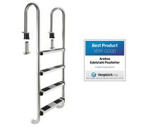 Échelle de Piscine AREBOS - 4 Marches - Acier Inoxydable - Patins antidérapants