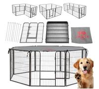 AREBOS Enclos pour chiots 80 cm | bâche de protection | avec porte | Parc pour chien, chat, lapin, chiot, cochons d'Inde, poules