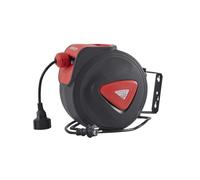 Arebos Enrouleur de câble électrique automatique à ressort 15 m + 1,5 m | avec support de fixation au mur | Orientable à 180° | Matériel de montage inclus