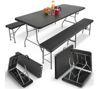 AREBOS Ensemble de Table de Camping Pliante Aspect rotin table de camping pliant