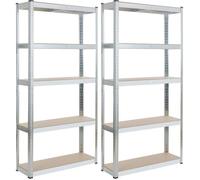 AREBOS Étagère à charges lourdes Lot de 2 180x90x30 cm 5 niveaux Métal galvanisé et MDF 875kg