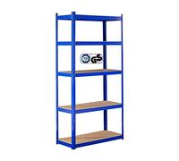 AREBOS Étagère Charges Lourdes 180×90×40 cm | Capacité 875 kg | Structure Acier 0,63 mm | 5 Tablettes MDF | Étagère Enfichable pour Atelier, Cave & Stockage | Bleue