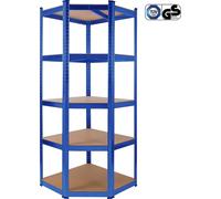 AREBOS Étagère d'angle Étagère enfichable pour Charges Lourdes 875kg | Montage Facile grâce au système d'enfichage | 180 x 70 x 70 cm | 5 étagères en MDF | jusqu'à 175 kg par étagère | Bleu