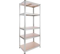 AREBOS Étagère pour charges lourdes 180x75x45 cm 875 kg de capacité de charge 5 plaques MDF Étagère de stockage Étagère de cave Étagère enfichable Étagère d'atelier galvanisée sans vis