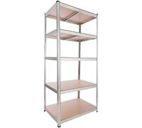 AREBOS Étagère pour Charges Lourdes 200x90x60 cm | Capacité 875 kg | 5 Panneaux MDF | Montage Facile par emboîtage | Étagère de Stockage, Cave, Atelier | Acier galvanisé