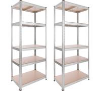 AREBOS Étagère pour Charges Lourdes, Lot de 2 | 180x75x45 cm | 875kg de Capacité | 5 Plaques MDF | Stockage, Cave, Atelier | Galvanisée