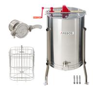 Arebos Extracteur De Miel Manuel 4 Cadres Acier Inoxydable Apiculteur Robinet Premium