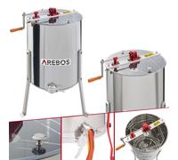 Arebos - Extracteur de miel manuel à quatre peignes en acier inoxydable miel d'apiculteur - Argentés