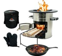 AREBOS Four-fusée avec poêle à griller | Fonte, Dutch Oven, Camping & BBQ