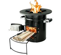 AREBOS Four-fusée Poêle à griller en fonte incluse avec sac de transport Dutch Oven BBQ Rakete Holzofen Campingkocher Campinggrill Equipement de camping