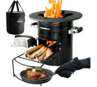 AREBOS - Four-fusée poêle à griller en fonte - Rocket Stove - Barbecue de camping Noir