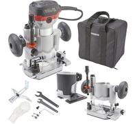 AREBOS Fraiseuse d’établi Deluxe 710W avec Trimmer, base plongeante et mallette - précision et puissance pour bricolage