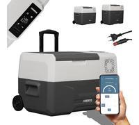 Arebos Glacière à Compresseur 27 L avec roulettes | Réfrigérateur & Congélateur Portable -20 °C | Commande Intelligente par App | USB | 12/24 V & 230 V | Idéale Voiture, Camion, Camping, Bateau