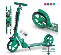 AREBOS Grafitti Trottinette urbaine réglable en hauteur | 90 x 38,5 x 93 cm | sangle incluse | Roues XXL | Frein de marche | pour enfants&adultes | Vert
