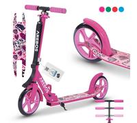 AREBOS Grafitti Trottinette urbaine réglable en hauteur | 90 x 38,5 x 93 cm | sangle incluse | Roues XXL | Frein de marche | pour enfants&adultes | Rose