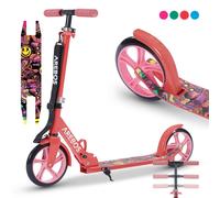 AREBOS Grafitti Trottinette urbaine réglable en hauteur | 90 x 38,5 x 93 cm | sangle incluse | Roues XXL | Frein de marche | pour enfants&adultes | Rouge