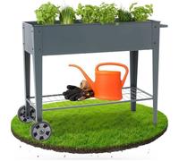 AREBOS Jardinière surélevée avec roues et étagère 108x51x80 cm balcon, terrasse