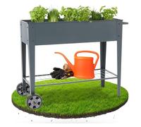 AREBOS Jardinière Surélevée avec roulettes et Tablette 108×51×80 cm | Bac de Culture pour Jardin, Terrasse ou Balcon | Idéale pour Légumes, Fruits et Herbes Aromatiques