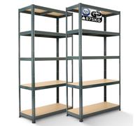 AREBOS Jeu de 2 étagères pour charges lourdes 180 x 90 x 40 | 875kg de capacité de charge | 0,63 mm | 5 plaques réglables en MDF Étagère de stockage Étagère de cave Étagère enfichable